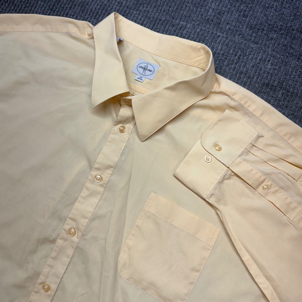 Linea Uomo Mens 22 38/39 Yellow Long Sleeve Button Up Dress Shirt Big Tall